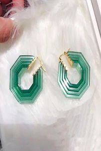 Stud Brand Fashion Party Jewelry for Women Big Hoop Green Plastic Earrings Round Trendy Design 2211076245311