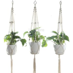 Handmade Pot Plant Hook Flower Hanger Knitting Natural Fine Cordage Plants Rope Home Garden Balcony Decor Flowerpot Hanging Basket Th0478 s pot