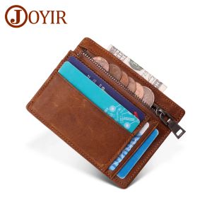 Holders JOYIR Genuine Leather Card Holder Wallet RFID Credit ID Card Holder With Coin Pocket Purse Money Case for Men Small Wallet