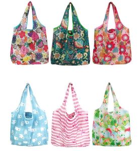 Reusable Grocery Bags Large Washable Shopping Bags Foldable Environment-Friendly Nylon Heavy-Duty Pocket Handbags Tote Bag
