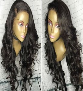 Silk Top Spets Front Wigs Natural Color Indian Body Wave with Natural Hairline Full Lace Wigs For Baby Hair7991637