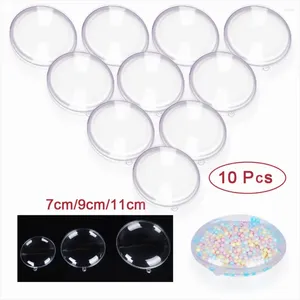 Party Decoration 10pc Plastic Clear Flat Ball Fillable Transparent Christmas Baubles Wedding Candy Present Box Xmas Patry Decor 7-9cm