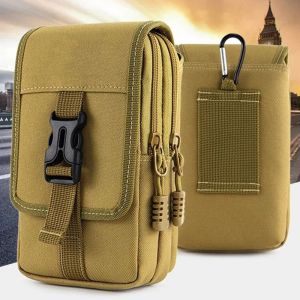 Förpackar EDC Molle Bag handväska dubbellager utomhus vattentätt militär midja fanny pack män telefonpåse camping jakt taktisk midjeväska