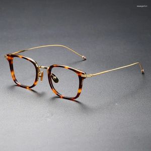 Sunglasses Frames Pure Titanium Square Glasses Frame For Men Hand-made High Quality Myopic Eyeglasses Prescription Women Vintage Retro Style