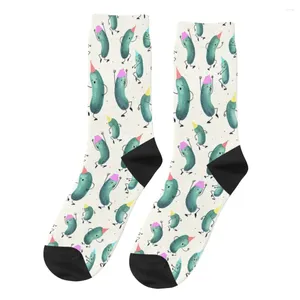 Men's Socks Pickle Party Happy Vintage Vegetables Food Hip Hop Seamless Crew Sock Gift Pattern Printed