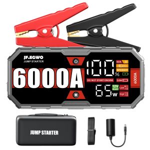 JFEGWO CAR 6000A PORTABLE Jump Starter With Power Bank Fast Charge PD65W 12V Auto Battery Charger Booster Startanordning