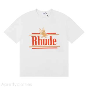 Rhude Designer Herren T-Shirts Brief Kokosnuss Sonnenuntergang Muster Kurzarm T-Shirt für Männer und Frauen High Street Halbarm 100% Baumwoll-T-Shirt Rhude Short 849