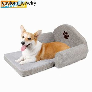 Betten Hunde weiche Zwinger Süßes Pfoten Design Welpe warmes Sofa grau abnehmbarer Hundekatze Häuser Winter für Haustierprodukte 201223