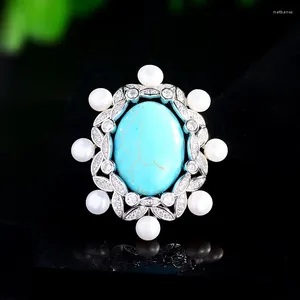 Spille retrò Elegante buona fortuna turchese per perle bianche Personali Personalità Micro-intarsio Accessori per abbigliamento con corde zircone