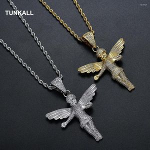 Anhänger Halsketten Tunkall Bling Messing Micro Pave Zirkon Anhänger Mirco Prong Retting Halskette für Männer und Frauen Kinder Schmuck Geschenk CN167