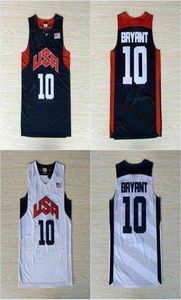 Dikişli 10 Bryant Basketbol Forması Erkek ABD Rüya M Jersey Dikişli Mavi Beyaz Kısa Kısa Kol Gömlek S-XXL4181175