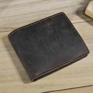 Wallets Newsbirds Simple Design Leather Short Wallet For Men Male Real Cowskin Short Card Purse Mini Men's Slim Purse Men Wallet Thin