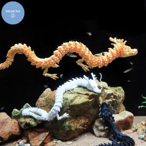 Akvarier 3D -tryckning PLA Färgglad Dragon Fish Tank Aquatic Decoration Akvarium Ornament Tillbehör Fishbowl Pet Jellyfish Carp Turtle
