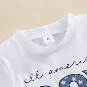 Zestawy odzieży czwarte lipca USA Ubrania z krótkim rękawem druk szorty T-shirt Zestaw Baby Boy 4. strój