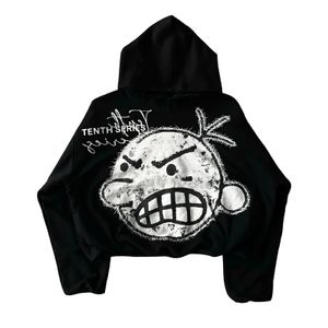 Hip -Hop -Cartoon -Muster Männer gedruckt schwarze Hoodie Y2K Harajuku Sweatshirt Männer Frauen Gothic Pullover Hoodie Kleidung 240408