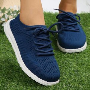 Casual Shoes Summer Blue Flying Mesh Breattable Women Lace-Up Sneakers Tennis Outdoor 2024 Ladies Non-Slip Fashion Walking