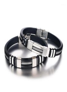 Силиконовый браслет из нержавеющей стали черный браслет мужской браслет панк -стиль новый дизайн мужской браслет простой резиновый шарм pulsera hombre17737918