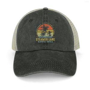 Ball Caps Steamer Lane Retro Palm Sunset - Beach Gift Cappello da Cowboy Sun Black Hard Men Women's