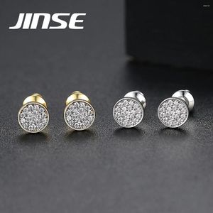 Brincos de garanhão Jinse vintage gelo brinco para homens masculinos de zircônia cravejada Hip Hop Piercing Push-Back Moda