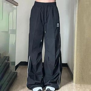 Men's Pants Unisex Sweatpants Drawstring Elastic Waist Wide Leg High Loose Vintage Smooth Quick Dry Sports Long Trousers