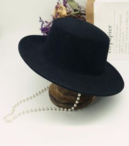 Geizige Brimhüte Wolle Fühle schwarze Hut für Frauen Perlen Cloche Fedora Wide Winter Ladies Party Boater Fashion4830775