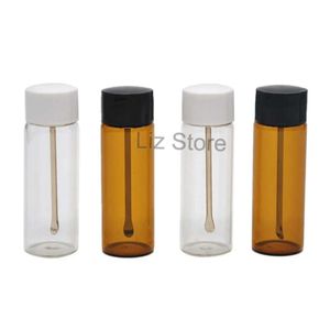 Clear Medicine Brown Snuff Box Powder with Spoon Portable Mini Storage Bottles Tube Storage Botte Smoking Supplies Th0625 S