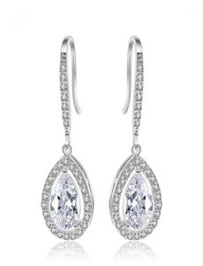 Slbridal Vintage Waterdrop CZ Wedding Earrings Drop Teardrop Cubic Zircon Bridal Earring Bridesmaids Earring18916453