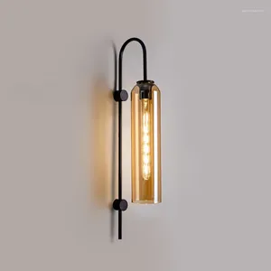 Настенные лампы Стеклянная лампа Nordic Современный легкий роскошный абажур E27 Светодиодный интерьер для спальни обеденный стол гостиной