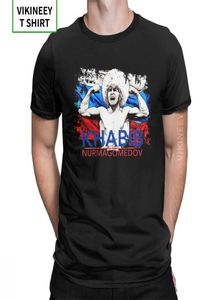 Maglietta da uomo khabib nurmagomedov maniche corte vintage mma combattimento dagestan russia tees equipaggio abbigliamento cotone tshirt classico 210427695125