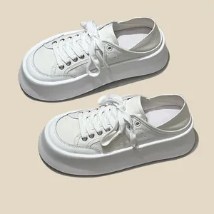 Casual Shoes Fashion All-match Thick Bottom Big Head Bread Small White Women's 2024 Sponge Cake Canvas Trend