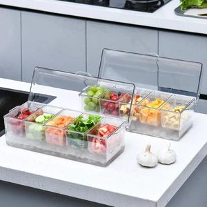 Бутылки для хранения ледяной коробки с разделенным форматом прозрачный съемный холодильник крышка 5 отсека салат фрукты овощи для
