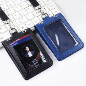 Holders NEW Police Reporter Badge Holders with Neck Lanyard ID Credit Card Holder Genuine Leather Chest Card Cover Name Tag Pouch