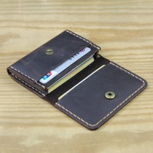 Wallets Handmade Genuine Leather Card Wallet Leather Card Holder Men Small Purse Credit Id Card Holder Women Business Card Case Mc412