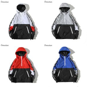 Onnestun hiphop pullover jacka mode tracksuit casual coat windbreaker streetwear lösa huva jackor män 201128 s