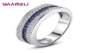 Ringos de cluster Azul da moda Topázio Blue 925 Mulher de prata esterlina S925 Ring Gemstone Pink Sapphire Jewelry Bague8504701