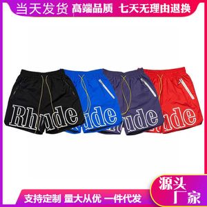 Rhude Summer High Street Letter Print Drawstring 3m Reflective Hip Hop Casual Pants Beach Shorts Trendy Man