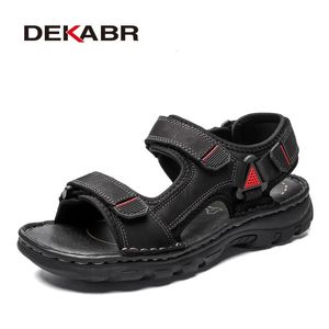 Dekabr taglia 48 maschio sandali in pelle genuina estate uomini casual scarpe vacanza in spiaggia sneaker non slip all'aperto 240417