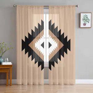 Curtain Bohemian Aztec Brown Sheer Tulle Curtains For Living Room Valance Kitchen Bedroom Window Voile Drapery