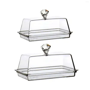 Placas Clear Butter Dish Box Acessórios de cozinha com tampa Bandeja de goleiro