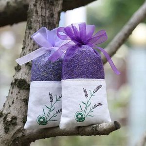Lavender DIY Sachet Cotton Purple Organza Suszony kwiat słodki bursa garderoba prezentowa torby na pakiet zapachowy TH1025
