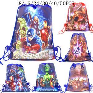 Taschen 8/16/24/50pcs Cartoon Super Hero Theme Geburtstagsfeier Geschenke Nichtrangsschnur