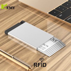 Holders Kemy Automatic Metal Wallet Aluminum Slim Pocket Mens Minimalist Wallet Pop Up Card Holder