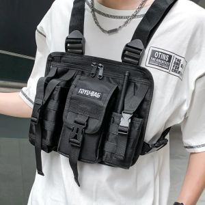 Paczki 2023 mężczyzn Kobiety Hip Hop Tactical Vest Bag TechWear Sport Bieganie worki na piersi