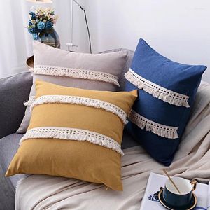 Pillow Tassel45x45 Cm White Case Hair Decorative Soft Cover For Bedroom Home Textile Bedding Use