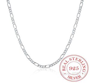 Italy Made 925 Sterling Silver Figaro Chain 2mm Slim Choker Necklace Women Jewelry kolye collier collares ketting Colar 4060cm2616282021