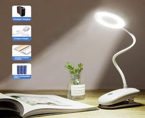 Clip Wireless Tabell Lampstudie 3 -lägen Touch 1200mAh Uppladdningsbar LED -läsningslampa 7000K USB Tabell Ljus Flexo Lamps Tabell2899667