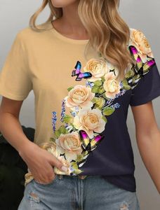 2024 Summer Womens T Shirt tee Floral Casual Holiday 3D Prints Daily Short Sleeve Tops Fashion Round Neck T Shirts For Women 240411