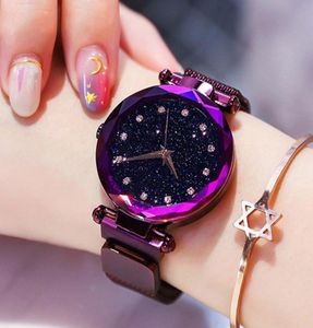 Luxus Diamond Rose Gold Frauen sehen Sternenhimmel Magnetisch -Mesh Ladies Quarz Armbanduhr für Relogio Feminino Montre Femme 20202353159