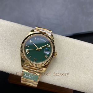 ARF 공장 40mm 18ct 옐로우 골드 3255 운동 자동 남성 228238 남자 사파이어 방수 시계 두께 12.2mm 녹색 디스크 로마 숫자