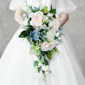 Dekorativa blommor Teardrop Type Bride Holding Wedding Simulation Water Drop Bouquet Shooting Props Dekorera permanent